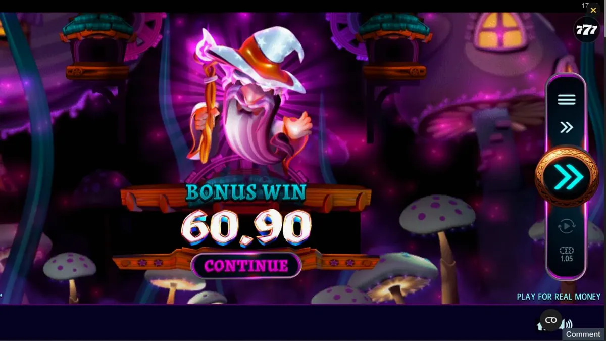 Tampilan visual slot Fire Gnomes 2 Magic Wheel dengan tema jamur dan gnome.