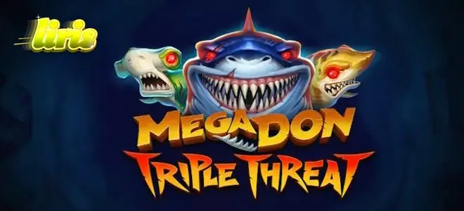 Tampilan visual slot Mega Don Triple Threat dengan tema predator laut.